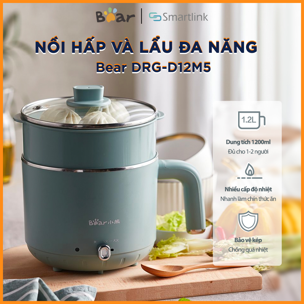 Nồi lẩu và hấp đa năng bear drg-d12m5 - bảo hành 18 tháng