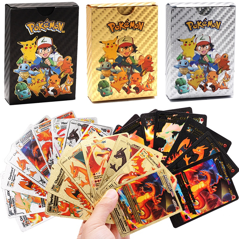   HỎA TỐC HCM  Bộ 27 55 110 150 Thẻ Bài Pokemon Chơi Đối Kháng Kim Loại Màu Vàng Bạc Đen Vmax GX EX  Mẫu Mới 2023  
