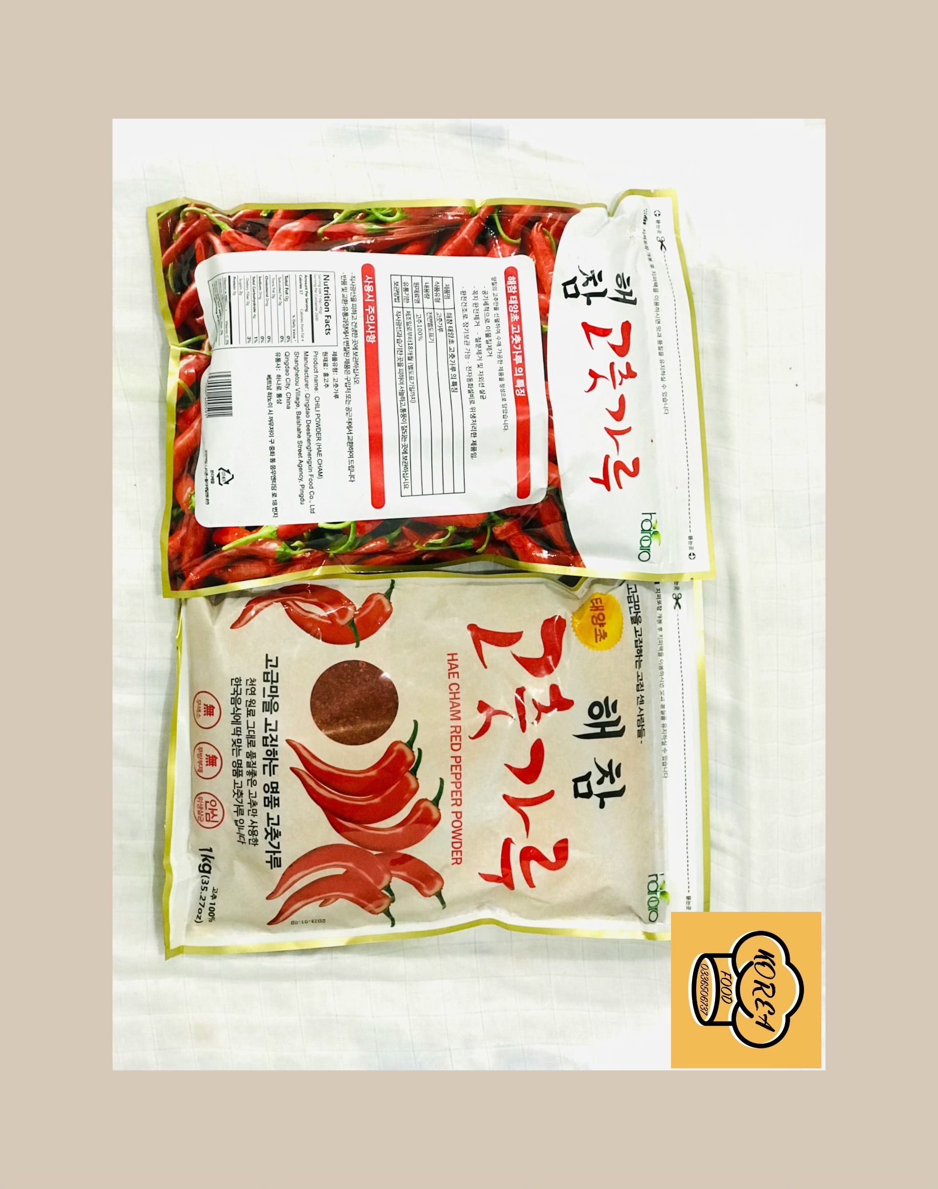 1kg ớt bột hàn quốc hea cham red dạng mảnh làm kim chi