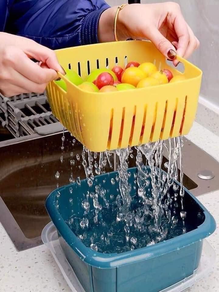 Rổ có nắp đậy - Rổ Hộp đựng thực phẩm rau củ quả có nắp đậy - Rổ đa năng 3in1 - Rổ nhựa có nắp