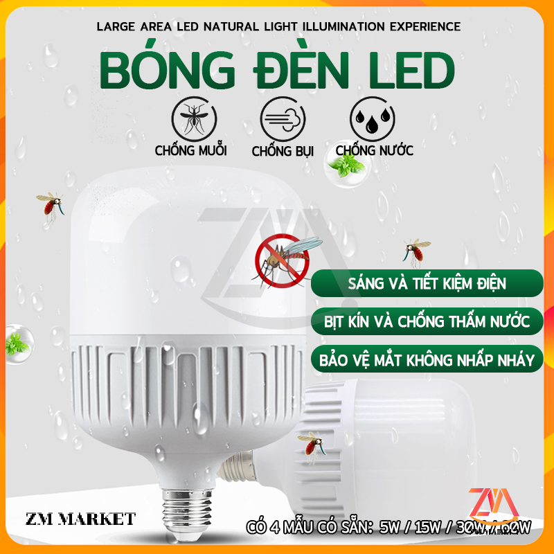 Bóng Đèn LED Tròn Chống Nước 3w - 5w - 7w - 9w - 12w - 18w - Bóng Đèn Vàng , Tiết Kiệm Bóng Đèn Lượng, Bóng LED Nhự