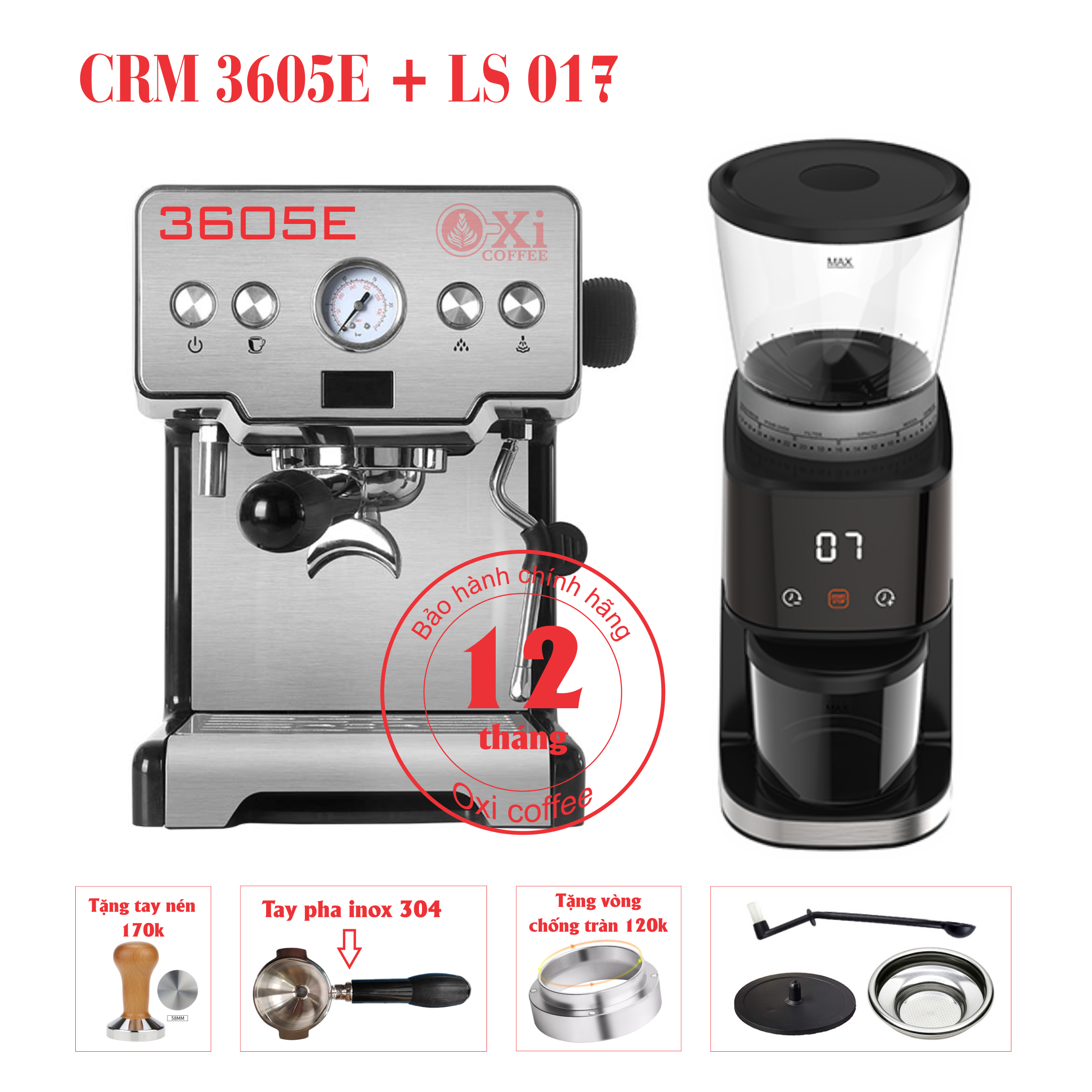 Bộ máy pha cà phê lacasa 3605e và ls 017