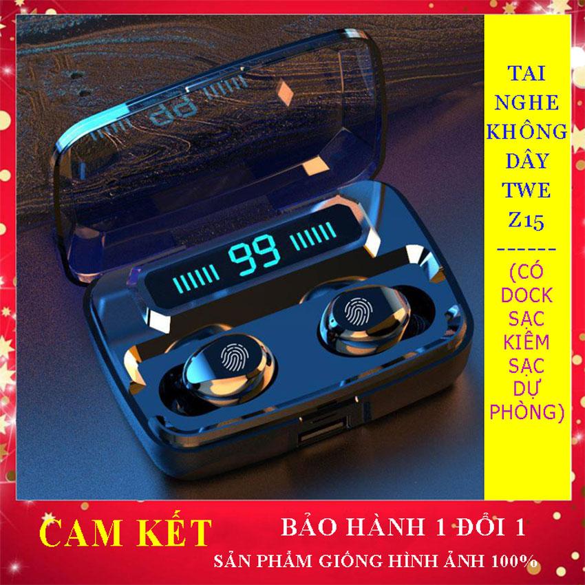 Tai nghe không dây chất lượng TWE Z15 v5.0 - Tai nghe bluetooth bắt sóng cực mạnh, tai nghe chống ồn, tai nghe chống nước, tai nghe nhét tai earbuds, tai nghe nhạc hay, âm thanh tốt