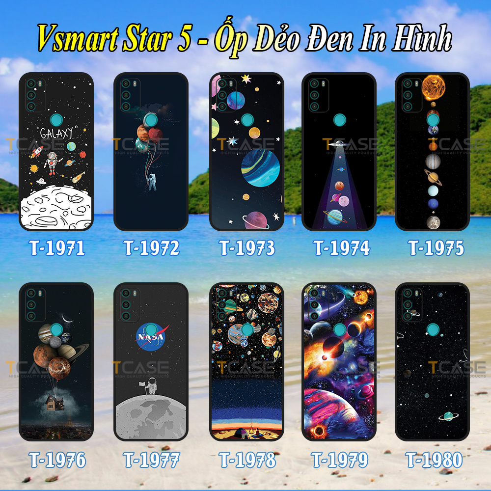 Ốp lưng vsmart star 5 - ốp dẻo đen in hình không gian vũ trụ