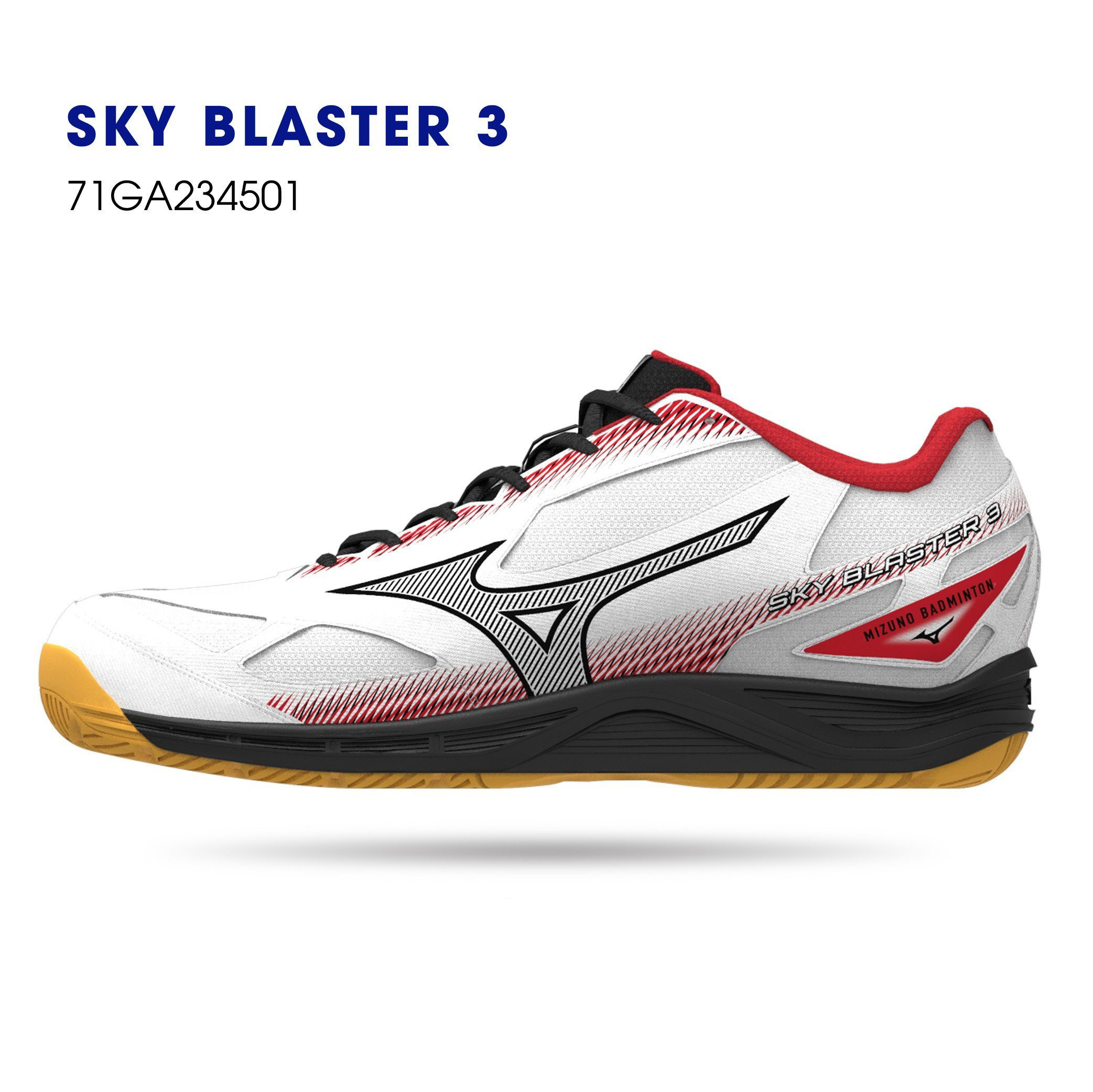 Giày cầu lông bóng chuyền Mizuno Sky Blaster 3 mẫu mới 71GA234501 màu trắng đen đỏ