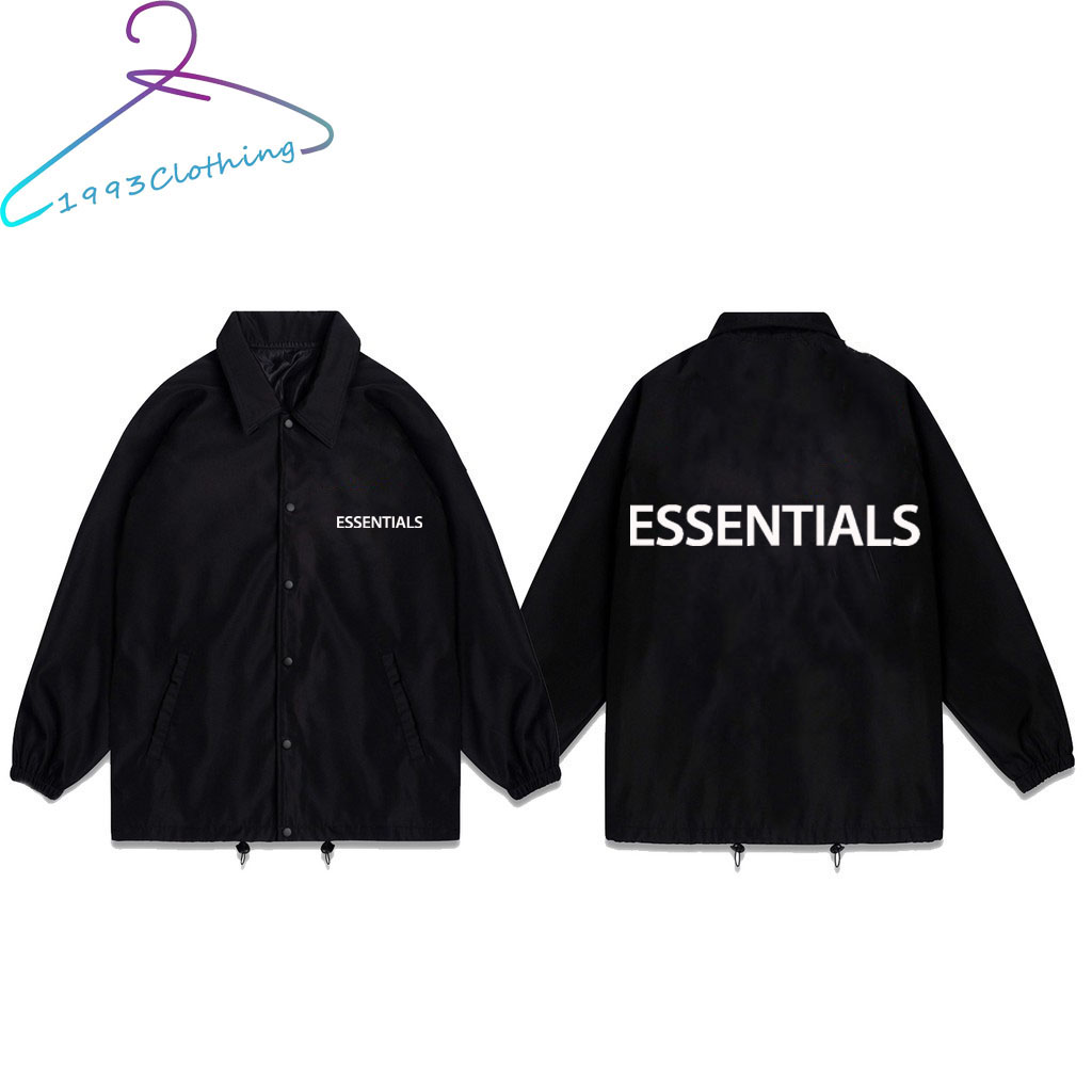 ÁO KHOÁC KAKI NÚT BẤM/ ÁO JACKET ĐEN IN HÌNH ESSENTIALS ,👚FREESHIP👚,LOCAL BRAND HÀNG VNXK 2 LỚP CHÓNG NẮNG,1993CLOTHING
