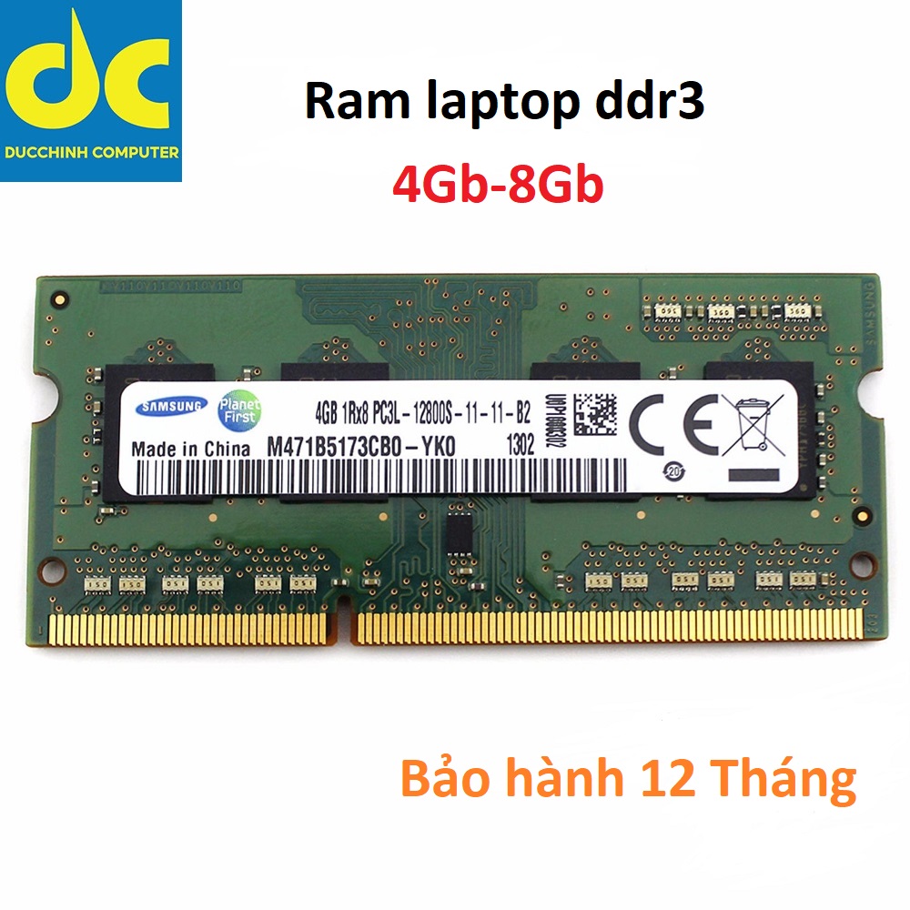 Ram Laptop 4GB 8GB DDR3 PC3L Bus 1600 mhz Bảo Hành 12 tháng