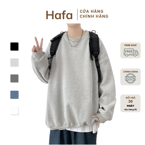 Áo sweater nỉ bông nam, nữ basic form rộng unisex swt 900