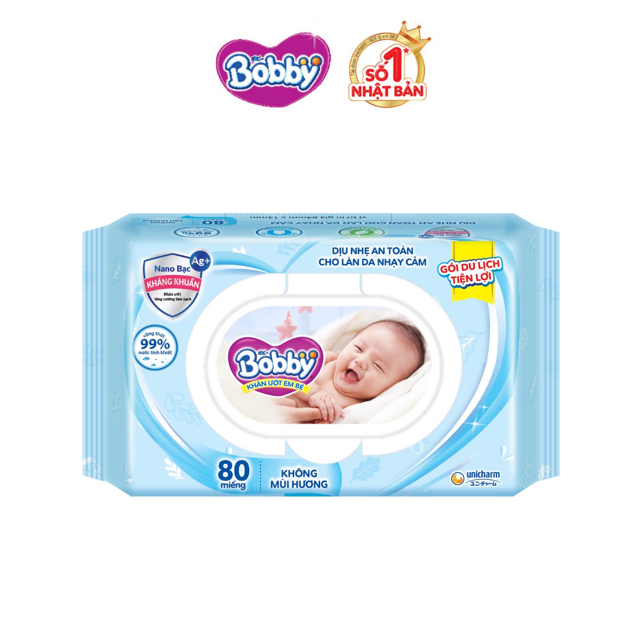 Khăn ướt Bobby 80 miếng