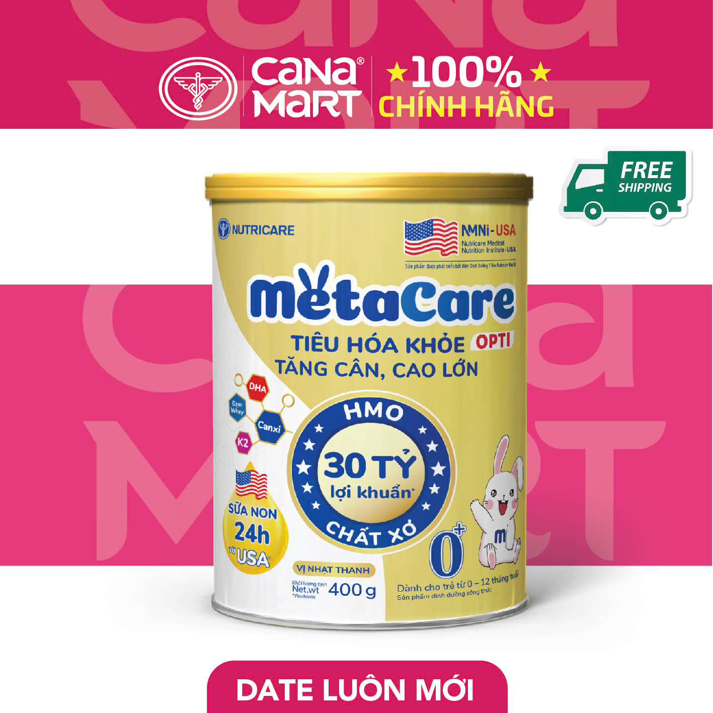 Sữa bột Nutricare MetaCare Opti 0+ tiêu hóa khỏe, tăng cân, cao lớn (400g/800g)