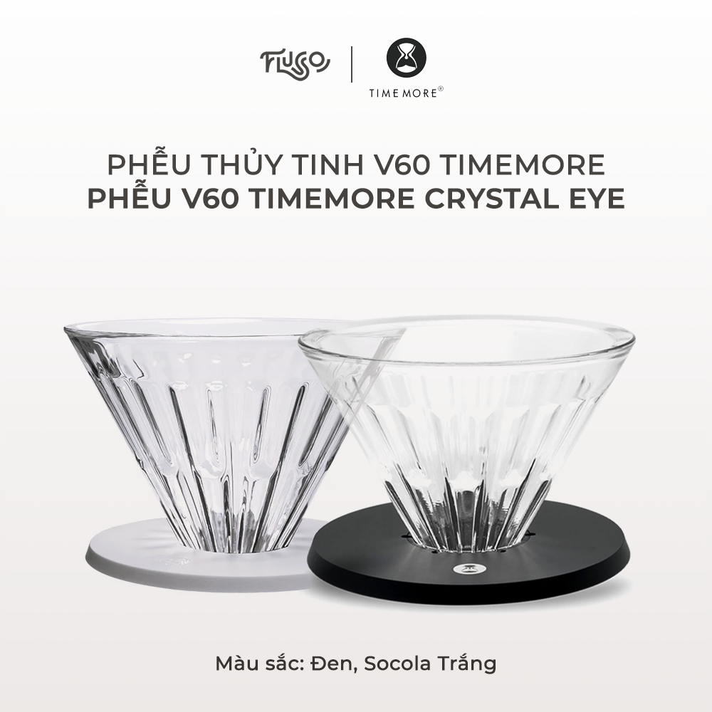 Phễu V60 Timemore Crystal Eye - Phễu thủy tinh V60 Timemore