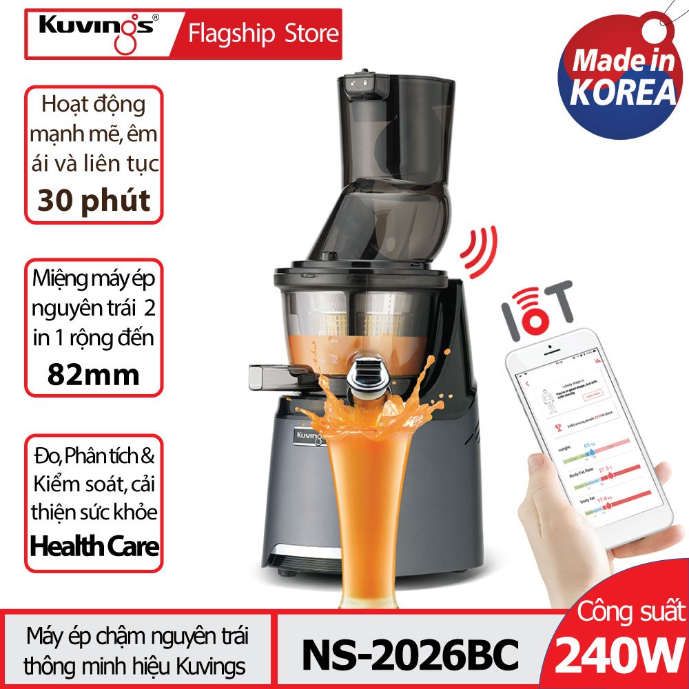 [Trả góp 0%]Máy ép trái cây tốc độ chậm thông minh Kuvings NS-2026BC (400ml) - Màu xám
