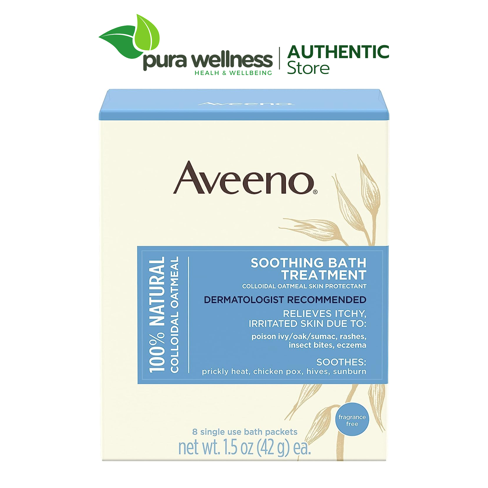 Aveeno Soothing Bath Treatment 8 gói Bột tắm làm dịu da không mùi chiết