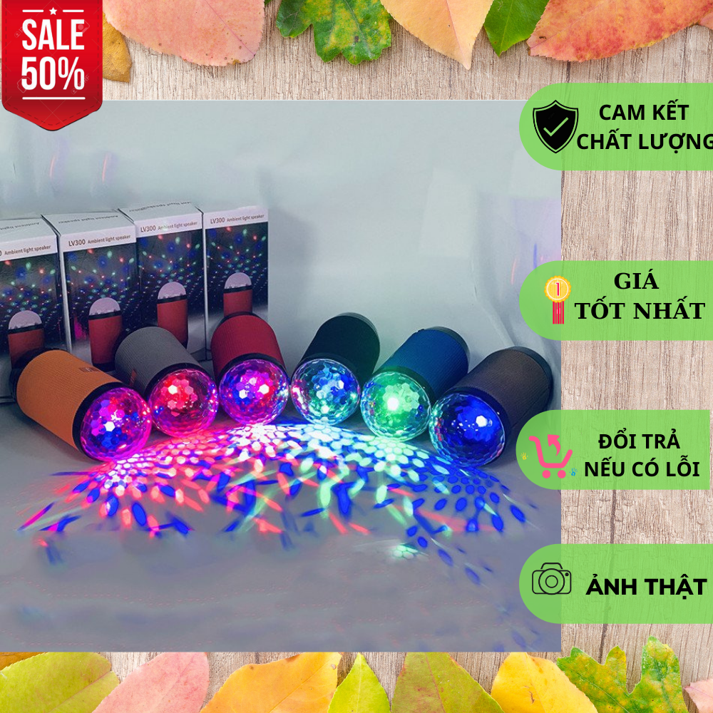 Loa Bluetooth giá rẻ,loa LV300 -đèn led 7 màu, Có đèn nháy theo nhạc - Âm thanh chất - Lỗi đổi mới trong 7 ngày