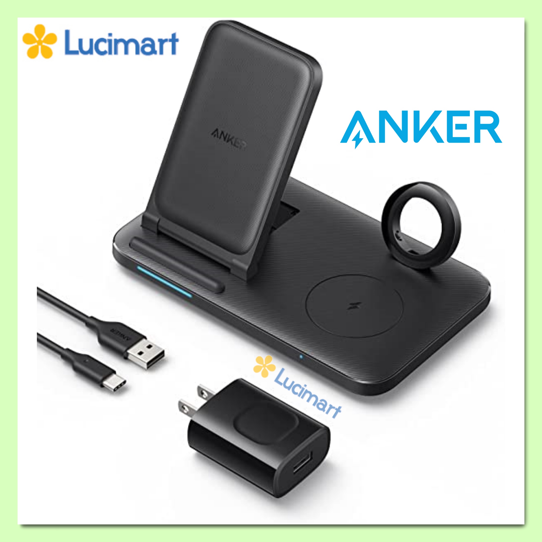 Đế sạc không dây Anker 3 trong 1 Foldable 3-in-1 Wireless Charging Station with Adapter