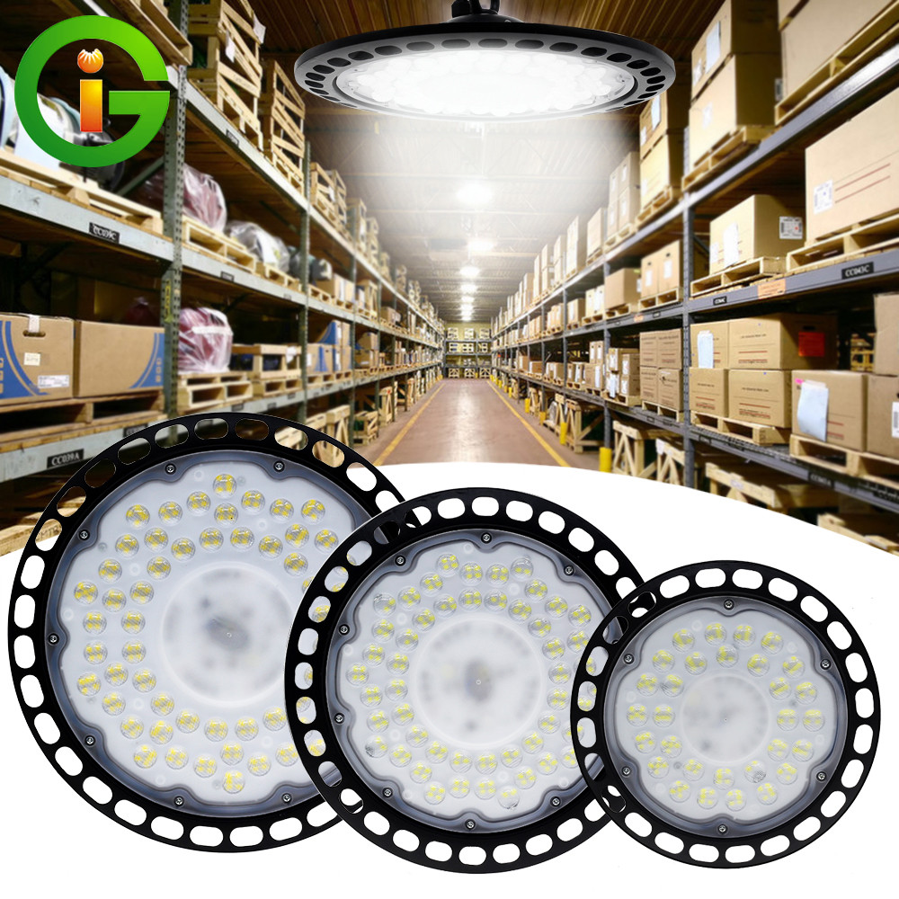 Đèn led high bay ufo siêu sáng đèn chiếu sáng công nghiệp thương mại chống nước 100w 150w 200w cho nhà kho đèn led gara 220v