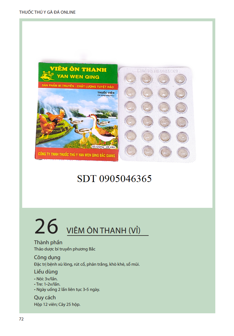 Viêm Ôn Thanh - 1 Cây 25 vĩ
