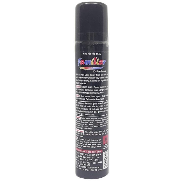 Keo xịt tóc màu familiar 100ml - màu k2 xám khói