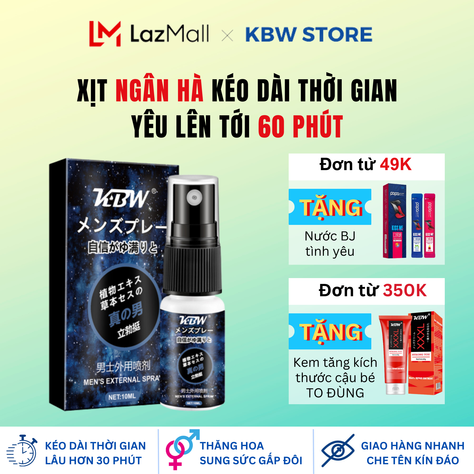 Xịt Kéo Dài Thời Gian Yêu KBW Tăng Cường Sinh Lý Nam Mạnh Mẽ