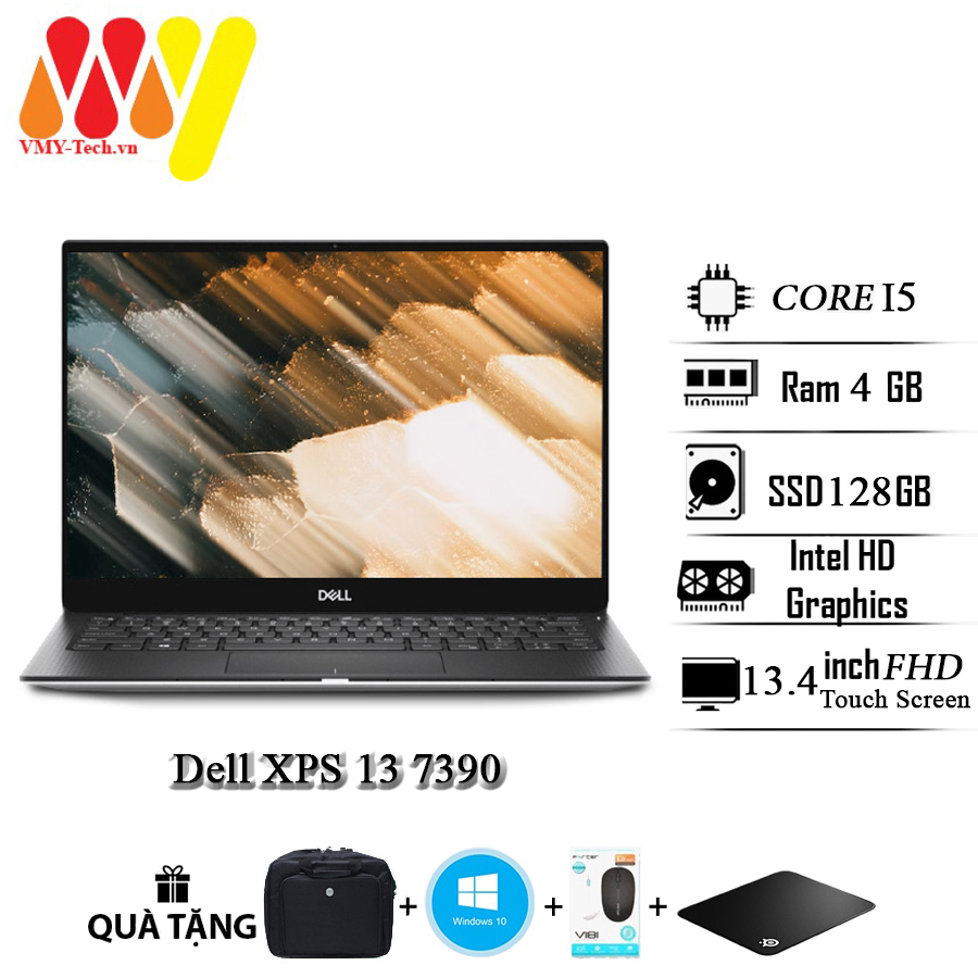  Laptop Dell XPS 13 7390 NewSeal touch Screen Core i5-10210U Ram 4GB SSD 128GB màn hình 13.4inch Full HD mới New Seal tặng kèm bộ quà tặng cao cấp 
