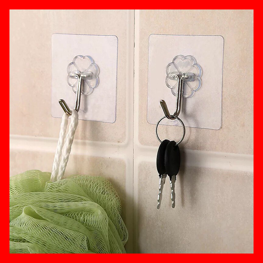 Combo 30 móc dán tường chịu lực trong suốt siêu dính 6x6cm cường lực