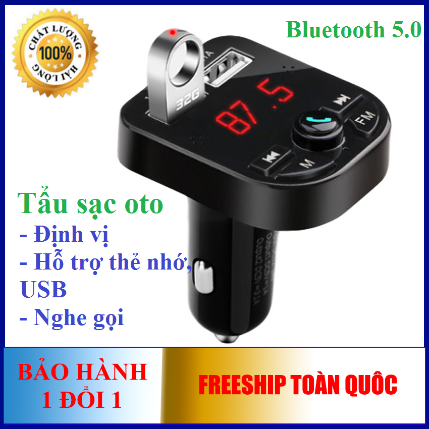 Tẩu sạc ô tô thông minh - Bluetooth 5.0 - nhiều chức năng tích hợp - Hàng nhập