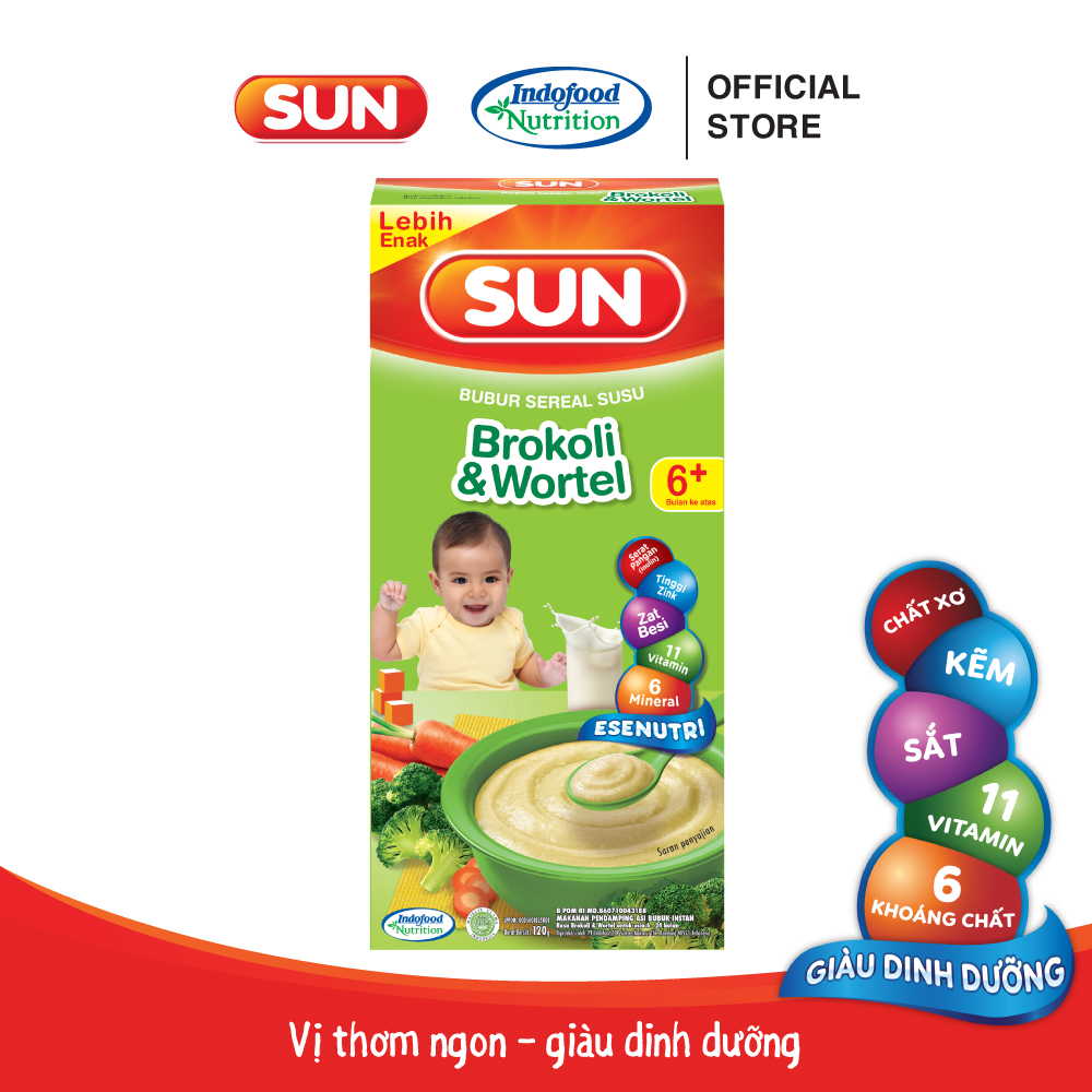 Bột ăn dặm cho bé Sun vị cà rốt và bông cải xanh 120g