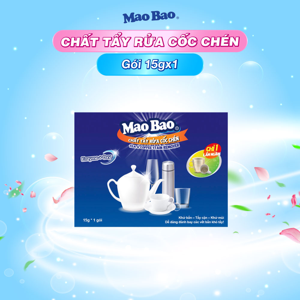 Chất tẩy rửa cốc chén Mao Bao 15g x1 gói tẩy sạch ố vàng, cặn bẩn trên ly cốc, an toàn sức khỏe