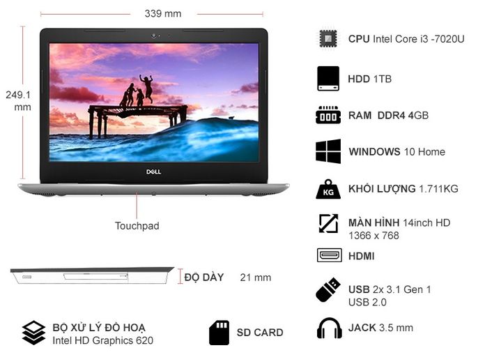 Laptop Dell Inspiron 3481 Máy vi tính Máy tính xách tay Dell