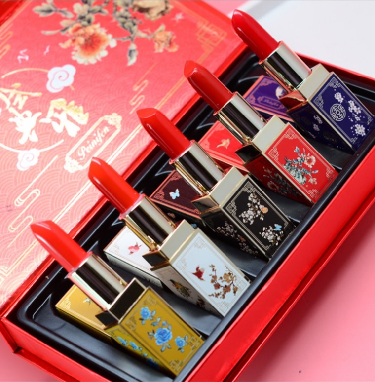 (set 5 son) set Son thỏi phong cách phượng hoàng cổ trang hoàng cung Guochao dưỡng ẩm lâu trôi, không thấm nước, lâu trôi