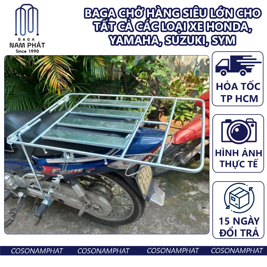 Baga Chở Hàng Sắt Đặc 53cm x 73cm Siêu To Lớn Nam Phát Ba ga Chở Đồ Trở Hàng Paga Bara Ba ra 3ga Cho Hang Thồ