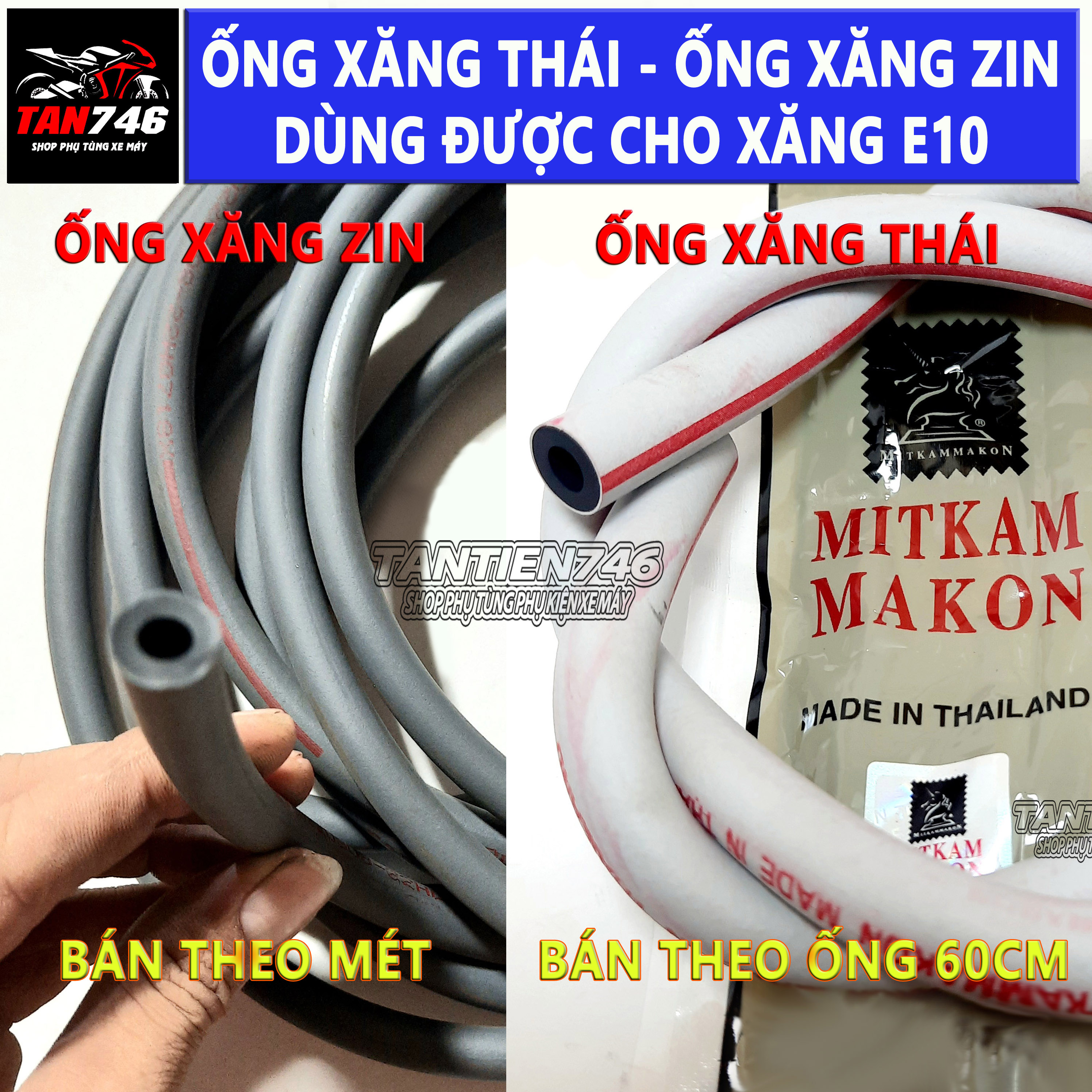 Ống xăng Thái và Ống xăng Zin dùng được xăng e10 sinh học, ống dẫn nhiên liệu siêu bền, phụ tùng xe máy.