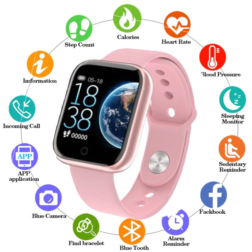 Twitch Y68 Đồng Hồ Thông Minh Nam Nữ Đồng Hồ Nữ D20 Đồng Hồ Thông Minh Smartwatch Đồng Hồ Điện Tử Theo Dõi Sức Khỏe Cho Xiaomi Huawei Vòng Tay