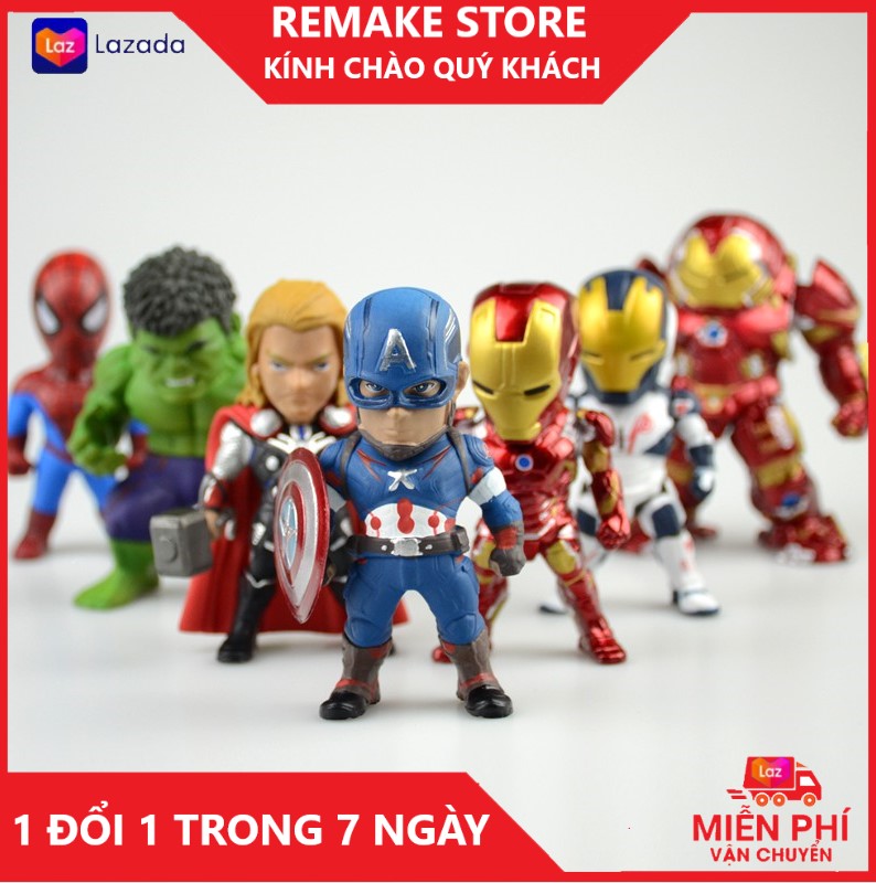Bộ Đồ Chơi Biệt Đội Siêu Anh Hùng AVENGERS [6 thanh niên] - Mô hình Biệt đội siêu anh hùng The Avengers - Mô hình siêu anh hùng Marvel Avengers 6 Nhân Vật - Iron man, Thor, Captain America, Hulk, Người nhện, Shiper man