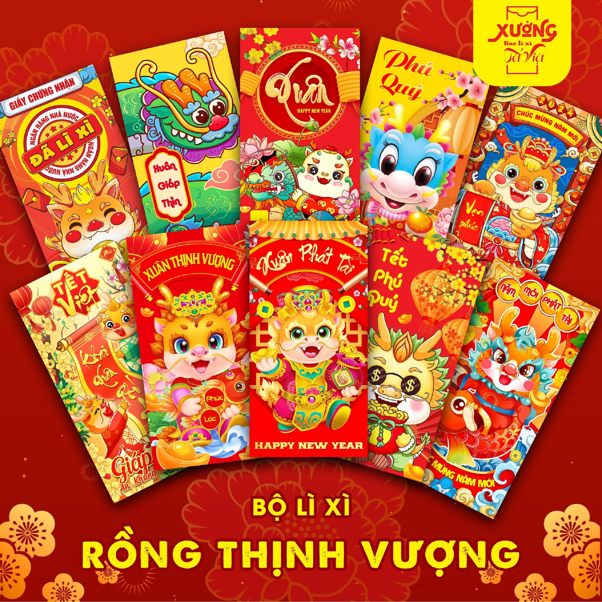 Quà tặng không bán bao lì xì tết 2024, bao lì xì may mắn, bao lì xì tết xuân giáp thìn 2024 miễn ship || mr anh store