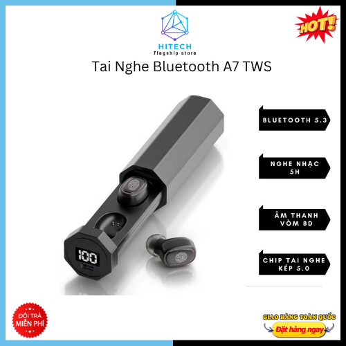 Tai nghe đeo tai,tai nghe bluetooth a7 tws tai nghe bluetooth 5.3 tai nghe tws tai nghe chống nước thể thao khử tiếng ồn màn hình kỹ thuật số tương thích với android và ios . bảo hành 12 tháng