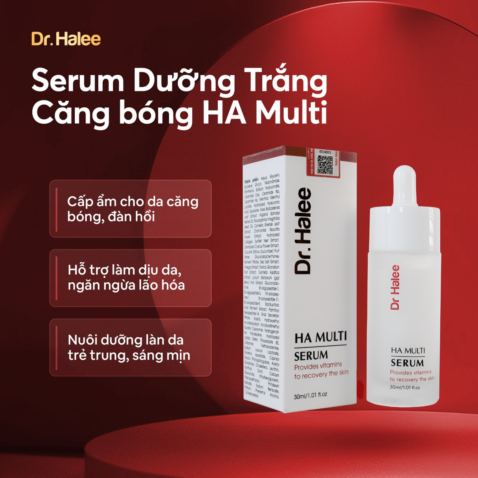 Serum cấp ẩm dưỡng trắng da toàn diện ha multi 30ml