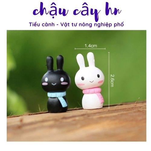 Thỏ quàng khăn- làm phụ kiện tiểu cảnh trang trí chậu cây Terrarium, sen đá, xương rồng, chậu cây cảnh