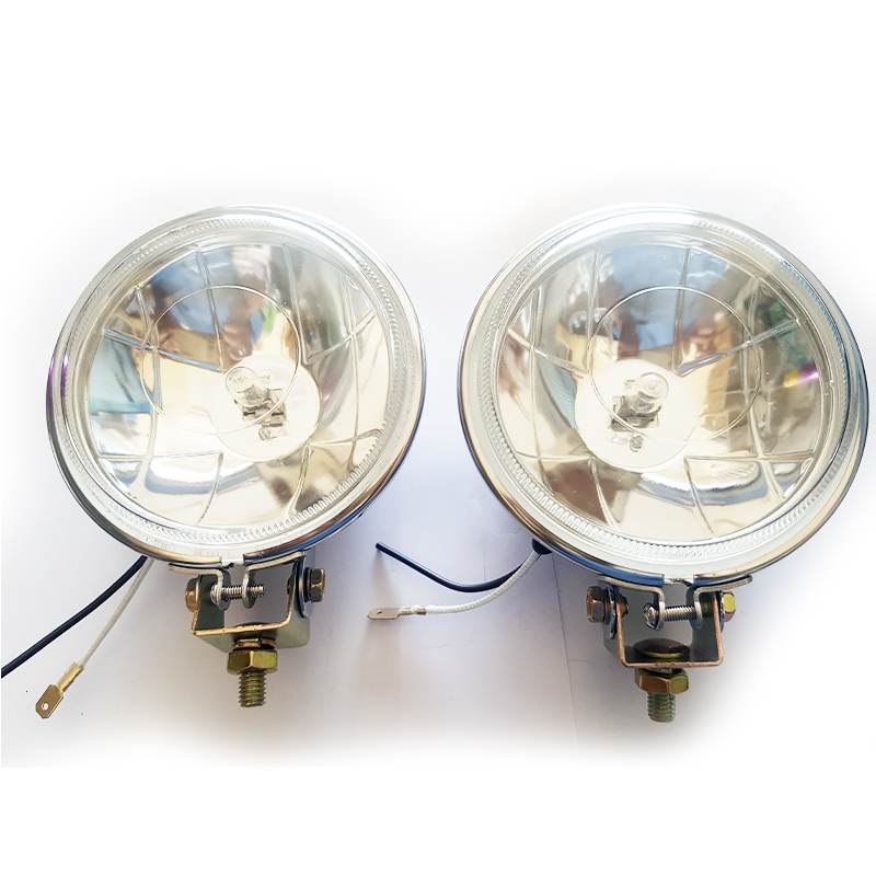 2 Đèn gầm inox  Thủy TInh trắng/vàng - H3-24V - 55W,(10cm~11cm)