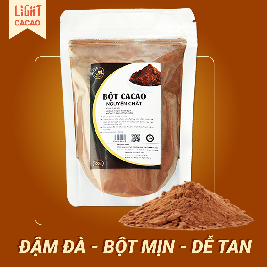 [HCM]Bột cacao nguyên chất không đường Light Cacao - gói 100gr