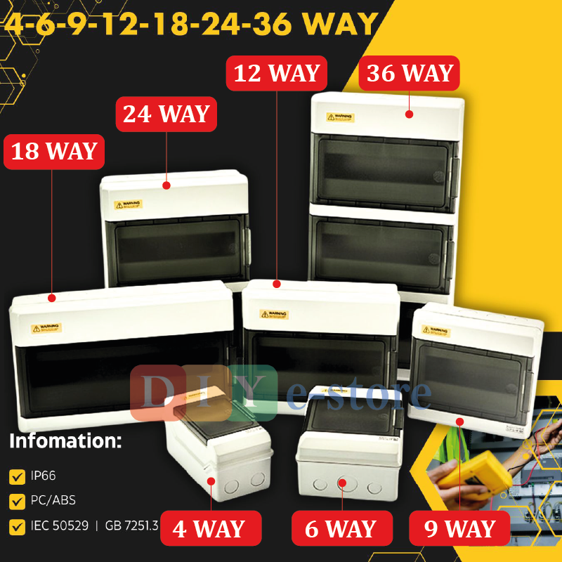 Tủ điện 4 way, 6 way, 9 way, 12 way, 18 way, 24 way, 36 way chống nước ip66 chất lượng cao