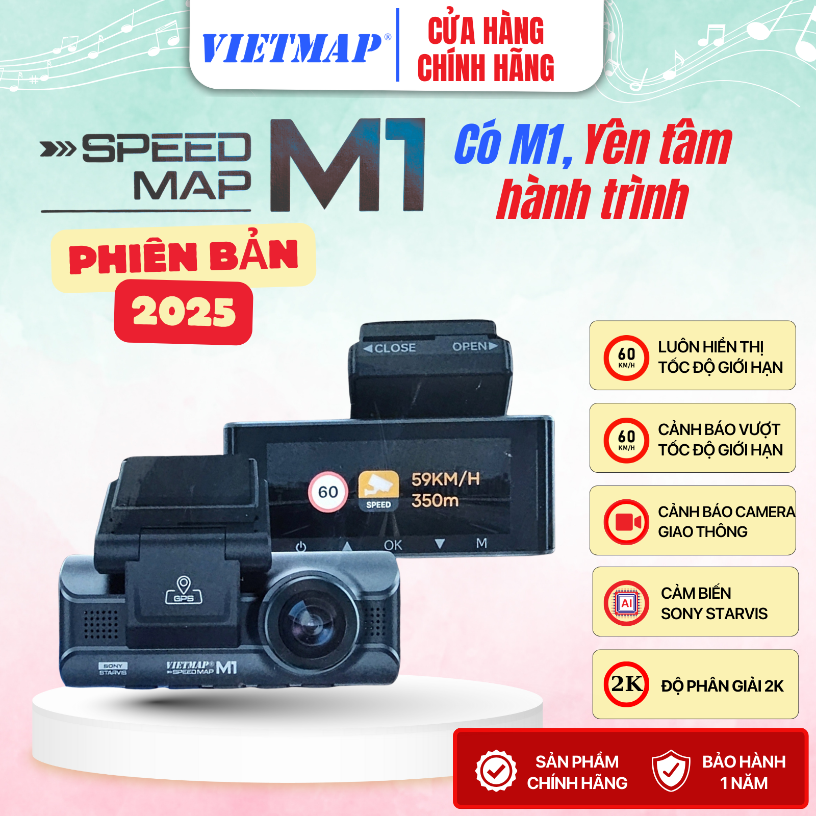 Vietmap Speedmap M1 Camera - Speed Limit Warning - Speeding Warning - 2K Video Recording Giá 6,190,000 Đồng*Miễn phí vận chuyển