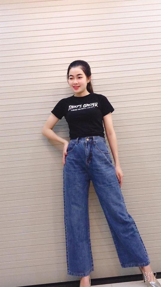 Quần jeans nữ, quần bò nữ denim ống rộng dài cao cấp