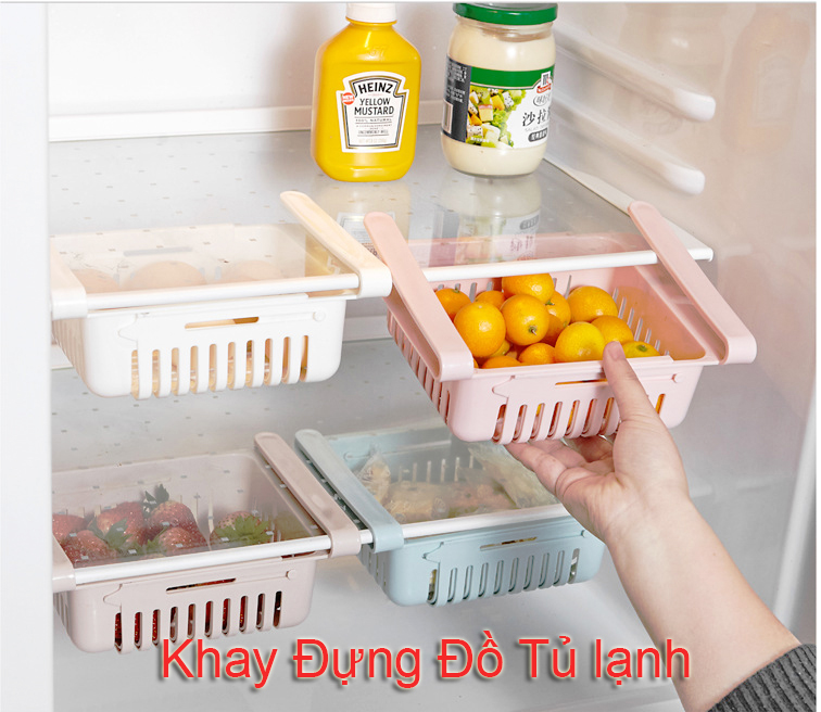 [Combo 2 cái] Khay rổ nhựa đựng thực phẩm để tủ lạnh - Khay rổ nhựa kéo giãn đựng thức ăn đa năng cho tủ lạnh - Khay nhựa chữ nhật - Combo 2 Cái Khay nhựa đựng đồ, đựng trái cây, rau củ quả, tỏi ớt hành đa năng