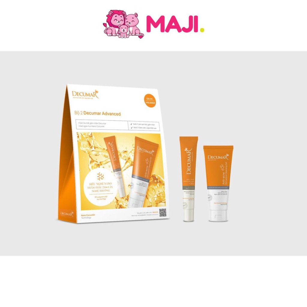 Bộ Decumar Advanced gồm 01 gel ngừa mụn 20gr và 01 sữa rửa mặt dạng Gel Decumar Clean 50gr ngừa mụn thâm