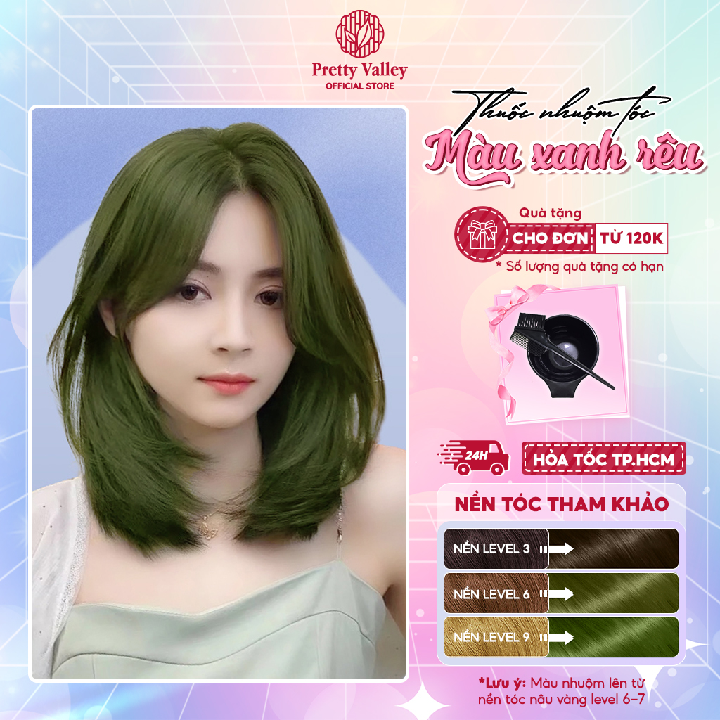 Thuốc nhuộm tóc, thuốc nhuộm màu XANH RÊU Molokai siêu dưỡng - Pretty Valley Hair