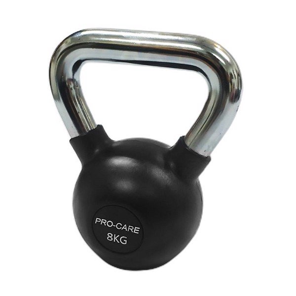 Pro-care black rubber coated kettlebell 8KG