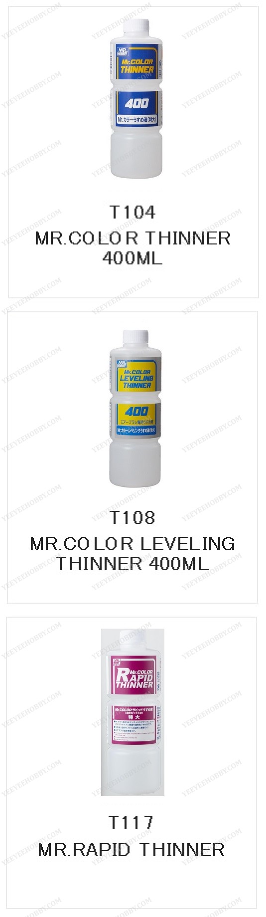 Dung môi mr hobby lacquer thinner - mr color thinner / leveling thinner / mr rapid thinner 400ml