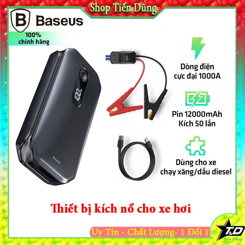 Bộ Kích Nổ Ác Quy Xe Ô Tô Kiêm Pin Dự Phòng 12000mAh Baseus Super Energy Car Jump Starter Pro CRJS03 - Bộ kích sạc ắc quy xe hơi