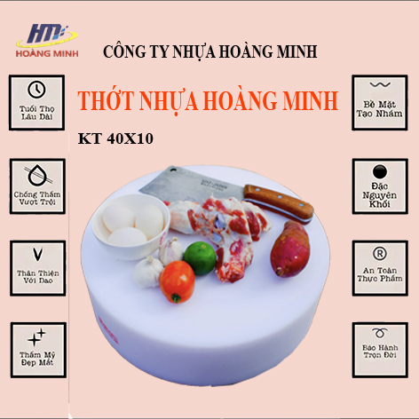 Thớt nhựa cao cấp, thớt tròn, đường kính 40cm dày 10cm. có quai xách,thớt nhựa HDPE dùng cho nhà hàng khách sạn, đủ các kích cỡ